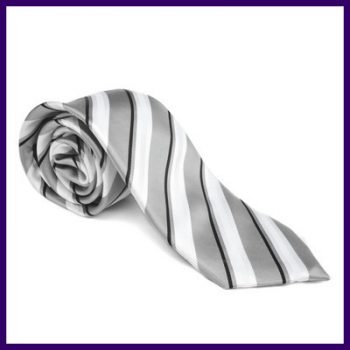 Paul Williams Grey Striped Silk Tie