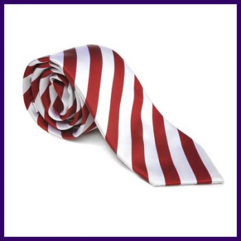 Paul Williams Red And White Striped Silk Tie