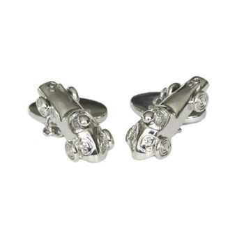 Racing Car and Chequered Flag Chain Link Cufflinks