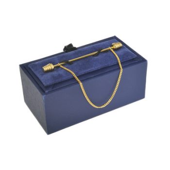 Gold and Silver coloured dumbell end screw-in collar bar with chain