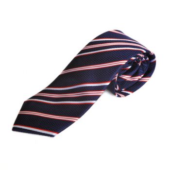 Paul Williams Blue with Red & White Stripe Patterned Silk Tie
