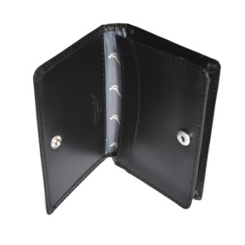 Black Leather Card Holder with Pheasant lining