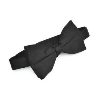 Black Polyester Satin Ready Tied Bow Tie