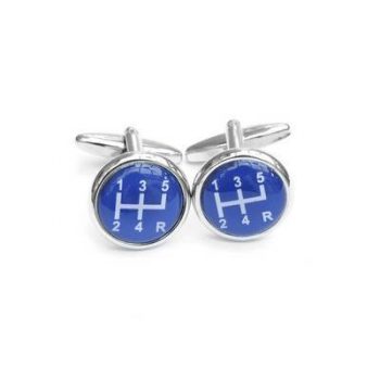 Blue Five Gear Stick Design Cufflinks