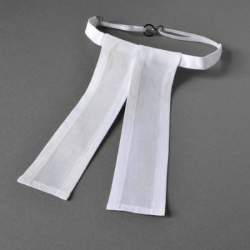 Barrister bands with elastic fastening for legal and court wear.