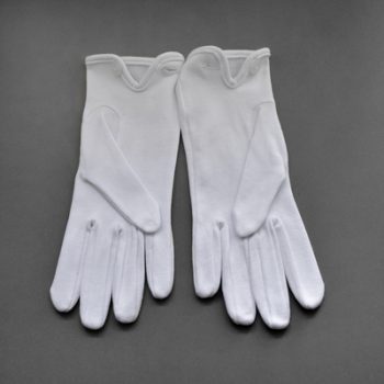 White Cotton Evening Gloves With Button Wrist