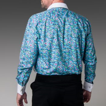 Blue Paisley Fun Back Patterned Dress Shirt Barker Formalwear