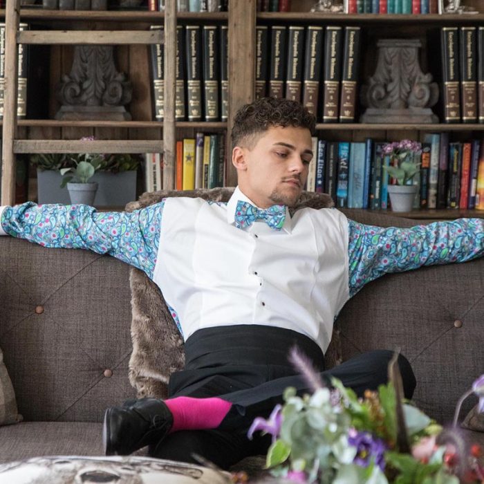 Blue Paisley Cotton Ready Tied Bow Tie