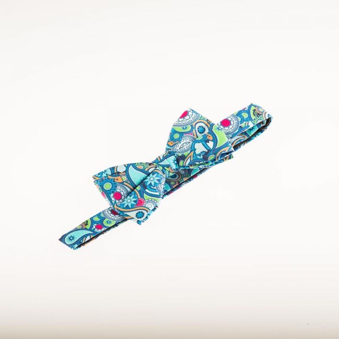 Blue Paisley Cotton Ready Tied Bow Tie - Image 2