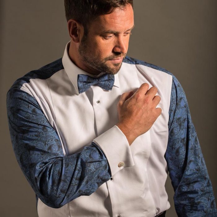 Navy Paisley Fun Back Patterned Dress Shirt - Image 4