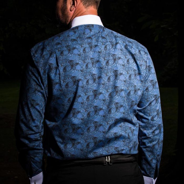 Navy Paisley Fun Back Patterned Dress Shirt - Image 3